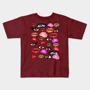 Novelty Lips and Eyes Kids T-Shirt